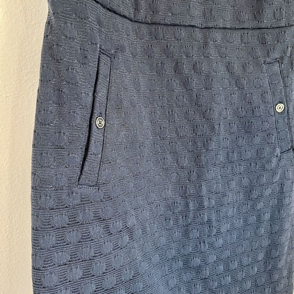 Banana Republic Size 4 Navy Blue Textured Career Sheath Career Dress Sleeveless - Picture 5 of 14